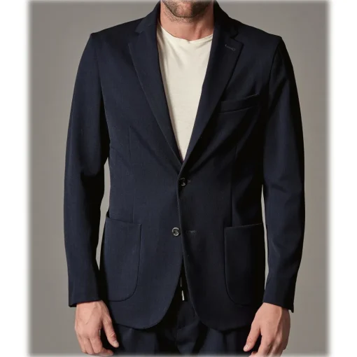 Cruna Jackets-- Technical Wool Chelsea Jacket - 648 - Night Blue - Handmade in Italy - Luxury High Quality Jacket - Avvenice