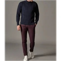 Cruna Knitwears-- Volcano Sweater in Wool - 498 - Navy Blue - Handmade in Italy - Luxury High Quality Sweater - Avvenice