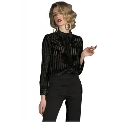 Danilo Forestieri Shirts-- Long Sleeve Shirt in Devorè Velvet - Shirt - Haute Couture Made in Italy - Luxury Exclusive Collection - Avvenice