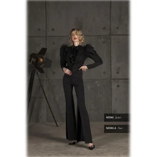Danilo Forestieri Jackets-- Mini Bustier Jacket with Maxi Sleeves - Haute Couture Made in Italy - Luxury Exclusive Collection - Avvenice