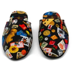 Divo Diva Slippers-- Suite - Black - Fabric Slippers - Made in Italy - Life is a Game Collection - Luxury High Quality - Avvenice