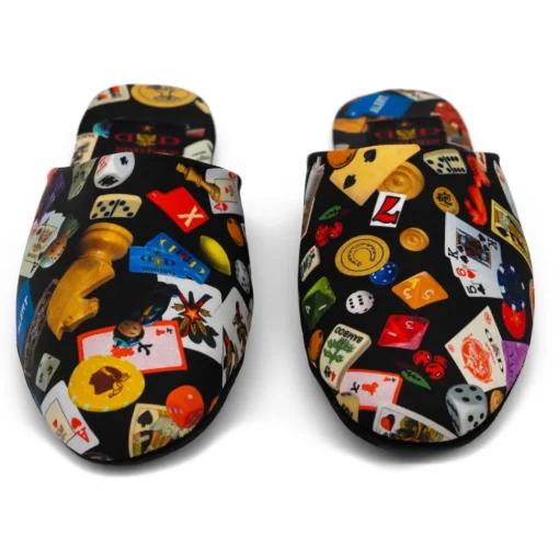 Divo Diva Slippers-- Suite - Black - Fabric Slippers - Made in Italy - Life is a Game Collection - Luxury High Quality - Avvenice