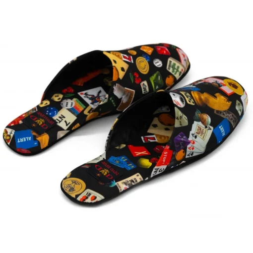 Divo Diva Slippers-- Suite - Black - Fabric Slippers - Made in Italy - Life is a Game Collection - Luxury High Quality - Avvenice