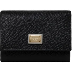 Dolce & Gabbana Wallets-Dolce & Gabbana - Black Branded Tag Wallet - Dolce & Gabbana Exclusive Luxury Collection - Avvenice