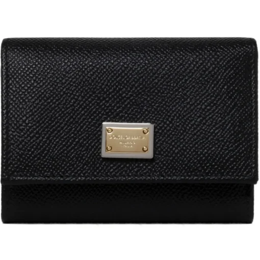 Dolce & Gabbana Wallets-Dolce & Gabbana - Black Branded Tag Wallet - Dolce & Gabbana Exclusive Luxury Collection - Avvenice