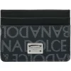 Dolce & Gabbana Wallets-Dolce & Gabbana - Black and Grey Calf Leather Logo Jacquard Card Holder - Dolce & Gabbana Exclusive Luxury Collection - Avvenice