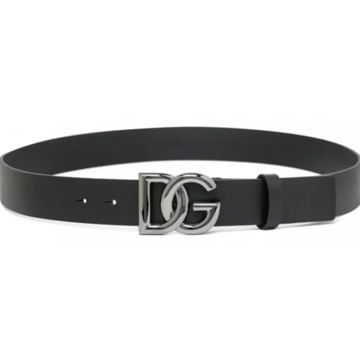 Dolce & Gabbana Belts-Dolce & Gabbana - Black Calf Leather DG Logo Buckle Belt - Dolce & Gabbana Exclusive Luxury Collection - Avvenice