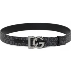 Dolce & Gabbana Belts-Dolce & Gabbana - Black DG Logo Belt - Dolce & Gabbana Exclusive Luxury Collection - Avvenice