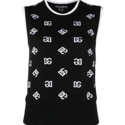 Dolce & Gabbana Tops-Dolce & Gabbana - Black Logo Vest - Dolce & Gabbana Exclusive Luxury Collection - Avvenice