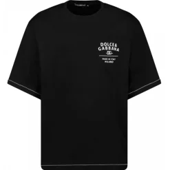 Dolce & Gabbana T-shirt-Dolce & Gabbana - Black Embroidered Logo T-Shirt - Dolce & Gabbana Exclusive Luxury Collection - Avvenice
