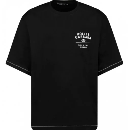 Dolce & Gabbana T-shirt-Dolce & Gabbana - Black Embroidered Logo T-Shirt - Dolce & Gabbana Exclusive Luxury Collection - Avvenice