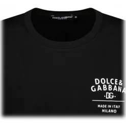 Dolce & Gabbana T-shirt-Dolce & Gabbana - Black Embroidered Logo T-Shirt - Dolce & Gabbana Exclusive Luxury Collection - Avvenice