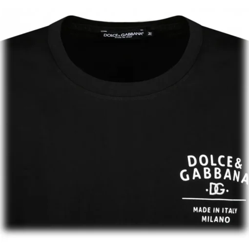 Dolce & Gabbana T-shirt-Dolce & Gabbana - Black Embroidered Logo T-Shirt - Dolce & Gabbana Exclusive Luxury Collection - Avvenice