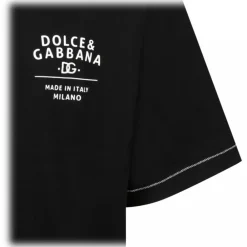 Dolce & Gabbana T-shirt-Dolce & Gabbana - Black Embroidered Logo T-Shirt - Dolce & Gabbana Exclusive Luxury Collection - Avvenice
