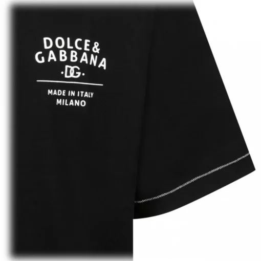 Dolce & Gabbana T-shirt-Dolce & Gabbana - Black Embroidered Logo T-Shirt - Dolce & Gabbana Exclusive Luxury Collection - Avvenice