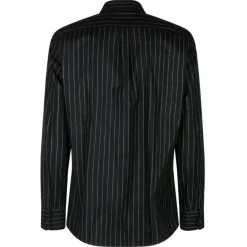 Dolce & Gabbana Shirts-Dolce & Gabbana - Black Virgin Wool Striped Shirt - Dolce & Gabbana Exclusive Luxury Collection - Avvenice