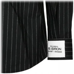 Dolce & Gabbana Shirts-Dolce & Gabbana - Black Virgin Wool Striped Shirt - Dolce & Gabbana Exclusive Luxury Collection - Avvenice