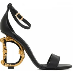 Dolce & Gabbana Shoes-Dolce & Gabbana - Black Leather Sandals - Dolce & Gabbana Exclusive Luxury Collection - Avvenice