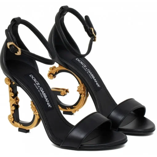 Dolce & Gabbana Shoes-Dolce & Gabbana - Black Leather Sandals - Dolce & Gabbana Exclusive Luxury Collection - Avvenice