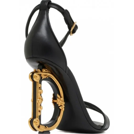 Dolce & Gabbana Shoes-Dolce & Gabbana - Black Leather Sandals - Dolce & Gabbana Exclusive Luxury Collection - Avvenice