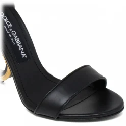 Dolce & Gabbana Shoes-Dolce & Gabbana - Black Leather Sandals - Dolce & Gabbana Exclusive Luxury Collection - Avvenice