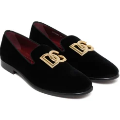 Dolce & Gabbana Shoes-Dolce & Gabbana - Black Leonardo Velvet Loafers - Dolce & Gabbana Exclusive Luxury Collection - Avvenice