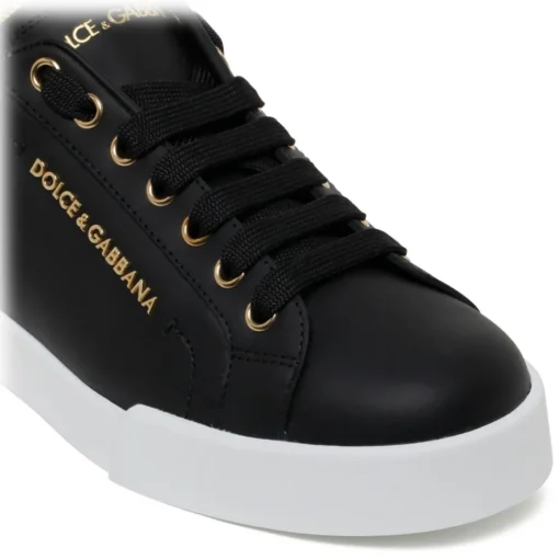 Dolce & Gabbana Shoes-Dolce & Gabbana - Black and Gold Portofino Sneakers - Dolce & Gabbana Exclusive Luxury Collection - Avvenice