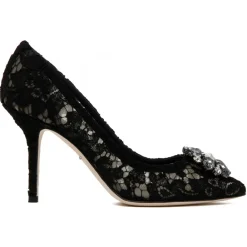 Dolce & Gabbana Shoes-Dolce & Gabbana - Blue Leather Bellucci Taormina Lace Pumps - Dolce & Gabbana Exclusive Luxury Collection - Avvenice
