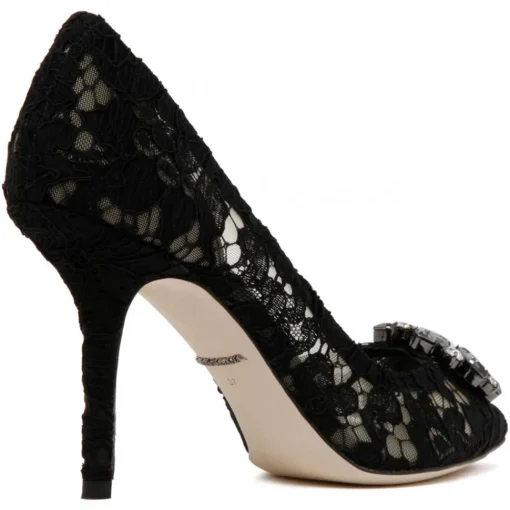 Dolce & Gabbana Shoes-Dolce & Gabbana - Blue Leather Bellucci Taormina Lace Pumps - Dolce & Gabbana Exclusive Luxury Collection - Avvenice