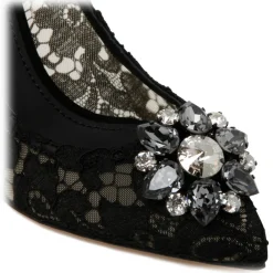 Dolce & Gabbana Shoes-Dolce & Gabbana - Blue Leather Bellucci Taormina Lace Pumps - Dolce & Gabbana Exclusive Luxury Collection - Avvenice