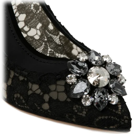 Dolce & Gabbana Shoes-Dolce & Gabbana - Blue Leather Bellucci Taormina Lace Pumps - Dolce & Gabbana Exclusive Luxury Collection - Avvenice