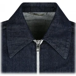 Dolce & Gabbana Shirts-Dolce & Gabbana - Blue Selvedge Denim Blouse With Zipper - Dolce & Gabbana Exclusive Luxury Collection - Avvenice