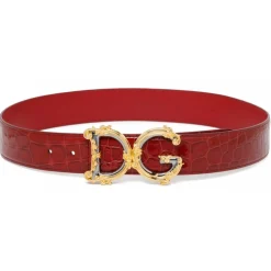 Dolce & Gabbana Belts-Dolce & Gabbana - Burgundy Logo Belt - Dolce & Gabbana Exclusive Luxury Collection - Avvenice