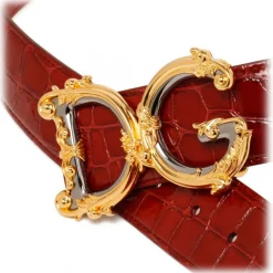 Dolce & Gabbana Belts-Dolce & Gabbana - Burgundy Logo Belt - Dolce & Gabbana Exclusive Luxury Collection - Avvenice