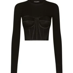 Dolce & Gabbana Knitwears-Dolce & Gabbana - Bustier Sweater in Black - Dolce & Gabbana Exclusive Luxury Collection - Avvenice