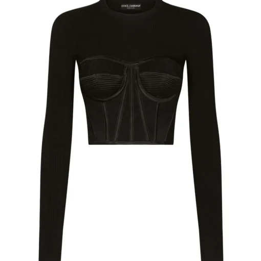 Dolce & Gabbana Knitwears-Dolce & Gabbana - Bustier Sweater in Black - Dolce & Gabbana Exclusive Luxury Collection - Avvenice