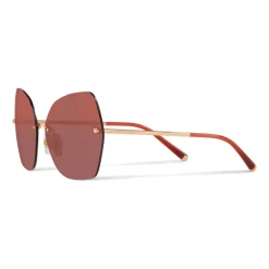 Dolce & Gabbana Eyewear Sunglasses & Eyewear-Dolce & Gabbana - Butterfly Sunglasses with Metallic Details - Burgundy Rose Gold - Dolce & Gabbana Eyewear - Avvenice