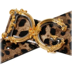 Dolce & Gabbana Belts-Dolce & Gabbana - Camel Brown Calf Leather DG Buckle Belt - Dolce & Gabbana Exclusive Luxury Collection - Avvenice