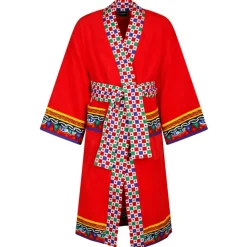 Dolce & Gabbana Accessories-Dolce & Gabbana - Carretto Sciliano Printed Trim Bathrobe - Dolce & Gabbana Exclusive Luxury Collection - Avvenice