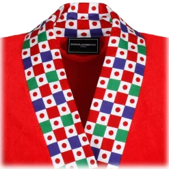 Dolce & Gabbana Accessories-Dolce & Gabbana - Carretto Sciliano Printed Trim Bathrobe - Dolce & Gabbana Exclusive Luxury Collection - Avvenice