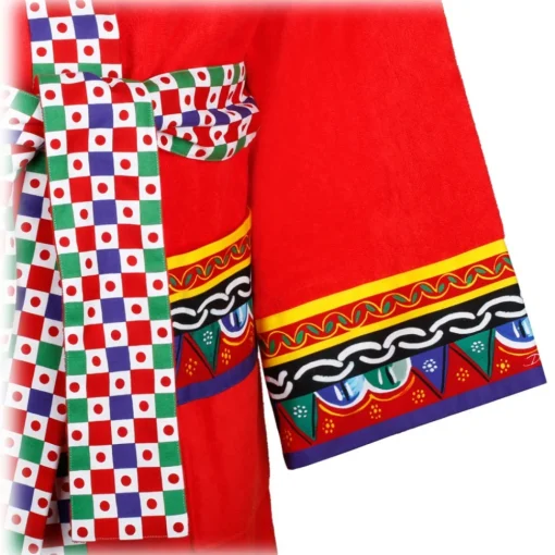 Dolce & Gabbana Accessories-Dolce & Gabbana - Carretto Sciliano Printed Trim Bathrobe - Dolce & Gabbana Exclusive Luxury Collection - Avvenice