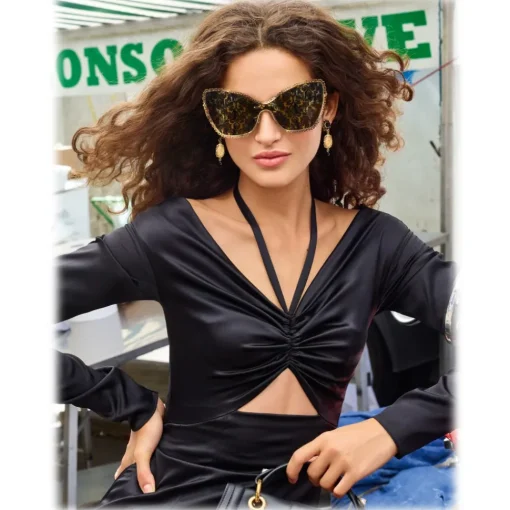 Dolce & Gabbana Eyewear Sunglasses & Eyewear-Dolce & Gabbana - Cat Eye Sunglasses Devotion - Gold Damasco - Dolce & Gabbana Eyewear - Avvenice
