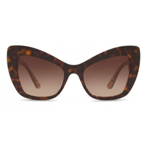 Dolce & Gabbana Eyewear Sunglasses & Eyewear-Dolce & Gabbana - Cat-Eye Acetate Sunglasses with "Sacred Heart" Decoration - Havana Bordeaux Gold - Dolce & Gabbana Eyewear - Avvenice