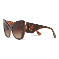 Dolce & Gabbana Eyewear Sunglasses & Eyewear-Dolce & Gabbana - Cat-Eye Acetate Sunglasses with "Sacred Heart" Decoration - Havana Bordeaux Gold - Dolce & Gabbana Eyewear - Avvenice