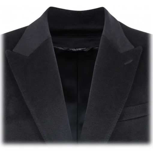 Dolce & Gabbana Jackets-Dolce & Gabbana - Dark Blue Cashmere Coat - Dolce & Gabbana Exclusive Luxury Collection - Avvenice