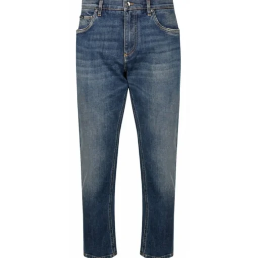 Dolce & Gabbana Trousers-Dolce & Gabbana - Distressed Blue Cotton Loose Fit Jeans - Dolce & Gabbana Exclusive Luxury Collection - Avvenice