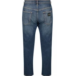 Dolce & Gabbana Trousers-Dolce & Gabbana - Distressed Blue Cotton Loose Fit Jeans - Dolce & Gabbana Exclusive Luxury Collection - Avvenice