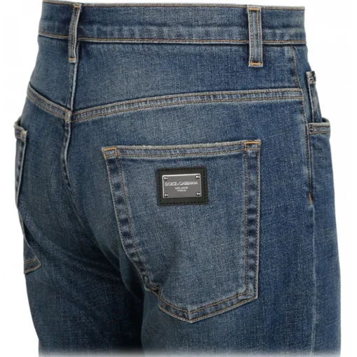 Dolce & Gabbana Trousers-Dolce & Gabbana - Distressed Blue Cotton Loose Fit Jeans - Dolce & Gabbana Exclusive Luxury Collection - Avvenice