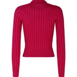 Dolce & Gabbana T-shirt-Dolce & Gabbana - Fuchsia Silk Cropped Polo Shirt - Dolce & Gabbana Exclusive Luxury Collection - Avvenice