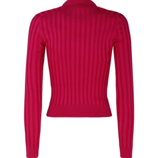 Dolce & Gabbana T-shirt-Dolce & Gabbana - Fuchsia Silk Cropped Polo Shirt - Dolce & Gabbana Exclusive Luxury Collection - Avvenice